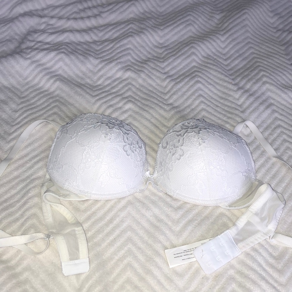 White Floral Push Up Bra